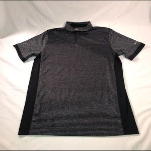 Men’s Nike Golf Striped Short Sleeve Polo Shirt Size Medium Gray Black